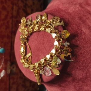 Vintage Gold Monet Charm Bracelet